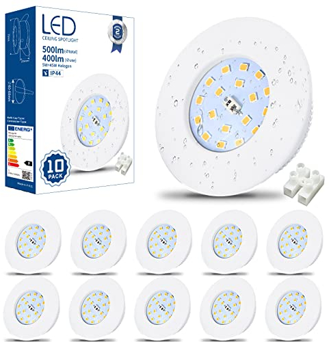 HiBay 10x 5W Recessed Ceiling Lights Ultra Thin LED Downlights IP44 Spotlights White 3000K Warm White Down Lighting for Bathroom Kitchen Soffits