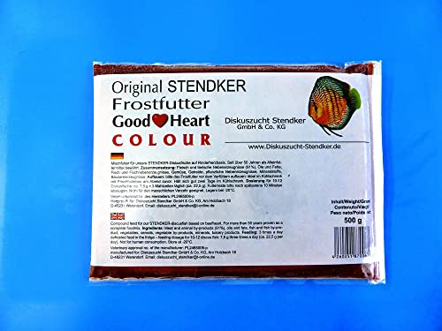 Stendker Frostfutter Sparpaket 10 x GoodHeart Colour Diskus Frost Futter Diskusfutter/Rinderherz 500g Flachtafel/für farbenprächtige Diskusfische