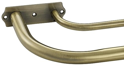 Doppelte Gardinenstangen in Antik-Bronze, doppelte Gardinenstange für Fenster, 71,1-121,9 cm, Wickeldesign, Raumverdunkelung, Gardinenstangen, verstellbarer 2,5 cm Durchmesser vorne und 1,6 cm