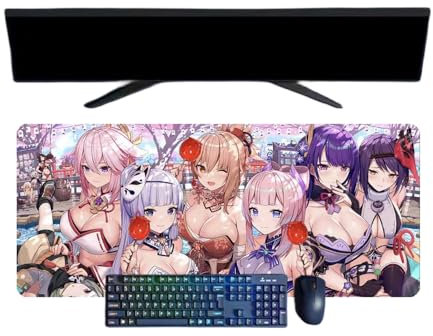 Genshin Impact Tapis de Souris XXL, 800x300mm, Tapis de Souris Clavier Gaming imperméable et 3mm Base en Caoutchouc antidérapant Surface Texturée
