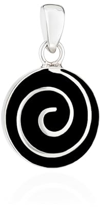 NKlaus 17x14mm Kettenanhänger Spirale 925 Silber schwarz bemalt Amulett Schmuckstück 15779
