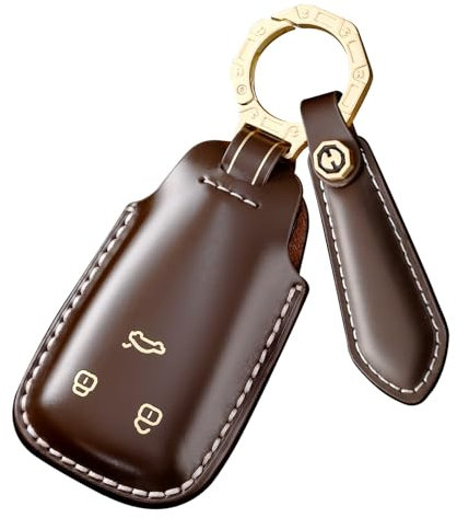 ontto Premium Leder Autoschlüssel Hülle Vollschutz Schlüsselanhänger Hülle Fit für Audi A4 A4L A5 A6 A7 A8 Q5 Q7 R8 RS Q3 RS4 RS5 RS7 S4 S5 S6 S7 S8 SQ5 SQ7 TT TTS TT-RS Autozubehör Braun