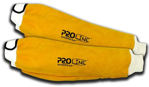 SADISRLS Manicotti da Saldatura Professionali 40 cm, Pelle Bovina Crosta Doppia, Uso per Saldatori, Protezione da scintille e calore