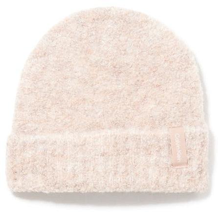 Calvin Klein Damen Soft Boucle Cold Weather Knit Beanie-Mütze, Melierte Mandel, Einheitsgröße