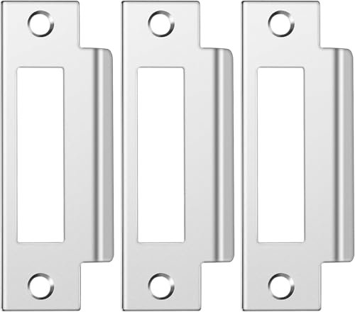 4-7/8 Zinc Plated Strike Plate Universal Door Strike Plate Replacement Lock Strike Plate T Strike Deadbolt Strike Plate Door Backplate Iron with Brushed Zinc Finish for Use (3PCS)