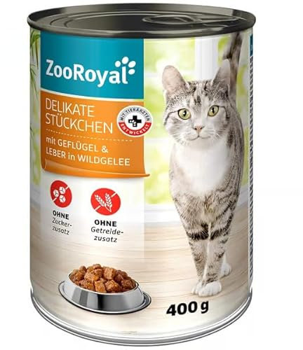 ZooRoyal Delikate Stückchen Geflügel und Leber 6x400g katzenfutter dosenfutter tiernahrung