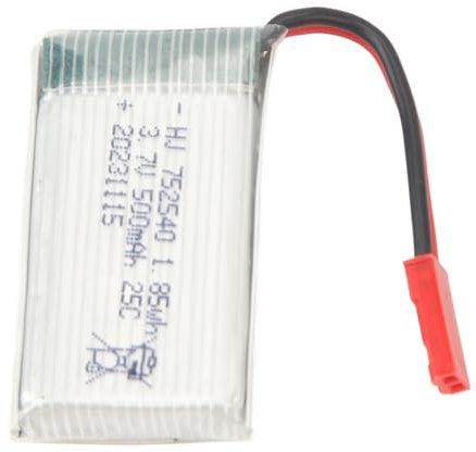 Batterie pour Drone RC 3,7 V 500 MAh avec Prise Rouge JST Batterie au Lithium Haute e pour Batterie d'hélicoptère RC de Remplacement X5C Compatible avec X5C 752540 25C