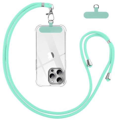 Vauki Cordón para Teléfono Cadena Universal con Parche, Colgar Teléfono con Correa Móvil en Cuello Ajustable Cuerda para la Mayoría de los Smartphone para iPhone Samsung Huawei Redmi OnePlus, Verde 01