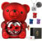 Cute Bear Teddy Preserved Rose Gift Box, Romantic Rose Flower Bear Teddy Necklace, Eternal Forever Rose Bear Gift Weddings Anniversary Christmas Birthday Bridal Shower Gift for Girlfriend Her, Red