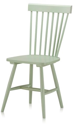 KHG Esszimmerstühle Küchenstuhl Salbeigrün lackiert, Massivholz Stuhl aus Gummibaum, Landhausstil, 110 kg belastbar, 4-Fußstuhl