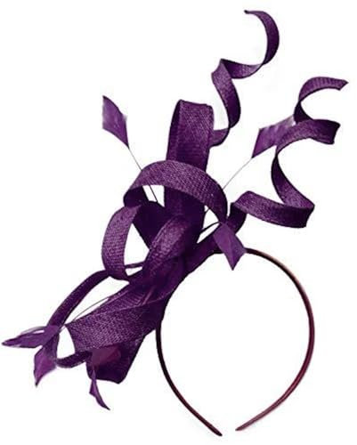 Caprilite Sinamay Headband Swirl Fascinator For Women Wedding Ascot Races (Plum Purple)