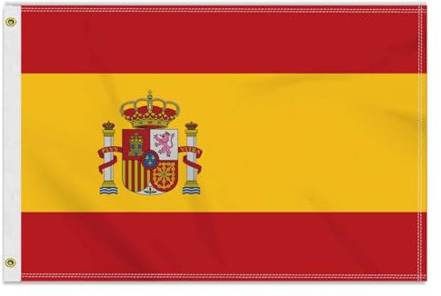 Bandera de España grande de 60 × 90 cm, 2 × 3 FT Mediana 150D Español, resistente impresión lateral doble decoración ojales de latón Medium Spain