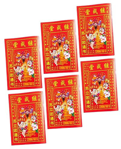 VILLFUL 6 Stück 2023 Chinesischer Kalender, Traditioneller Kalender, Mondkalender 2023, Kleiner Tischkalender, Bürokalender, Traditioneller Mondkalender, Jahreskalender 2023, Chinesischer