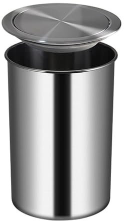 QUSYZD Pattumiera Rotonda in Acciaio Inox con Coperchio, Coperchio bilanciato da banco, Coperchio Basculante bilanciato Incorporato, Scivolo per rifiuti Incassato per raschiature d,12l-304