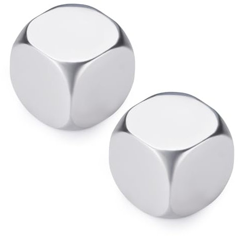 Realand Leere Würfel für Lasergravur, 18 mm, 6-seitig, gravierbar, Metall, Edelstahl, individuelle Entscheidungswürfel, Rohlinge für Spiele, Essen, Entscheidung, Date, Nacht, Paare, Geschenke, Party