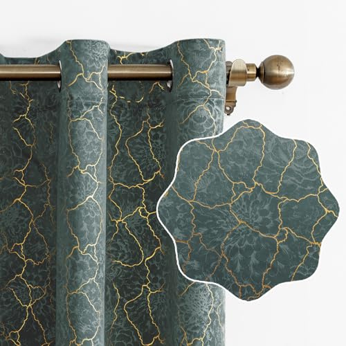 Ystyle Samtvorhang 2er Set 140x225cm, Blickdichte Vorhänge Samt für Schlafzimmer Wohnzimmer mit Ösen, Wunderschön Weich Vorhang Velvet Curtains, Verdunkelnd Samt Gardinen Blickdicht, Dunkelgrün