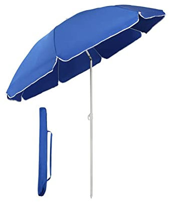 CCKUYT Parasol de Jardin inclinable 160 cm, Bleu, Facile à Monter et à démonter.