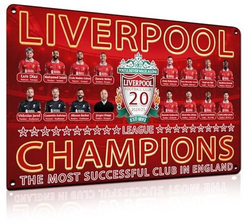 Liverpool-Flaggen-Blechschilder, Champions League Fußball, Liverpool 151, rot, Lfc, Wandkunst, Vintage-Dekor, Geschenke für Männer, Männerhöhle, Garage, Schlafzimmer, Bars, Wanddekoration, 20 x 30 cm