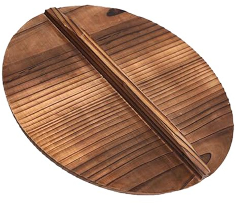 HEALLILY Coperchio Legno Carbonizzato Per Wok Copertura Per Padelle e Tegami Design Cedro Naturale Accessorio Cucina Pratico e Leggero Per Cottura Asiática
