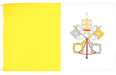 AZ FLAG Lot de 2 Drapeaux Vatican 150x90 cm Polyester 100D 2 Œillets | Usage intérieur et extérieur Drapeau décoratif Città del Vaticano coutures doubles et bords renforcés