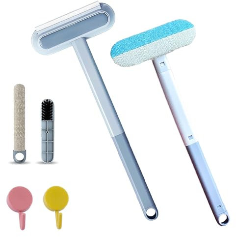 Multifunctional Pet Hair Removal Brush, 4 in 1 Pet Hair Removal Tool Adjustable Dog Cat Hai-r Catcher Carpet Rake with Hooks for Couch, Window Wet and Dry Use (1Pcs)