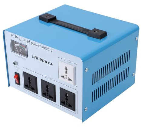 Plyisty Stabilizzatore di Tensione Avanzata 800 W per Dispositivi Elettronici, Garantisce una Tensione di Uscita Stabile per Computer e Smartphone, Materiale ABS (Plug-UE 160-250V)