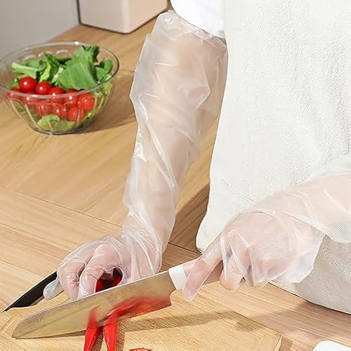 Lange Einweghandschuhe, wasserdichte rutschfeste Küchenhands (10 Stück)