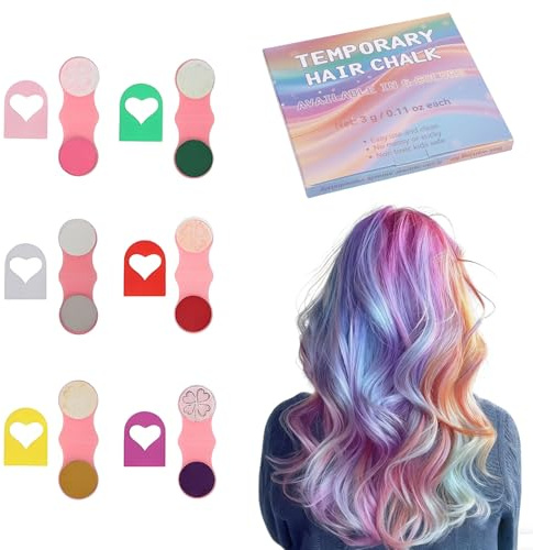 Haarkreide Für Mädchen Set,6 Auswaschbare Farben Haarkreide Für Kinder,Temporäre Haarfarbe,Weihnachten Geschenk Mädchen 4 Jahre Bis 15 Jahre,Geschenkideen