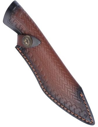 INCREWAY 1PC Leather Craft Knife Sheath with Snap Closure and Belt Loop, Fixed Blade Knife Holster, Compact Draw Knife Holster for Camping Hiking Hunting Outdoor Gear(Brown)