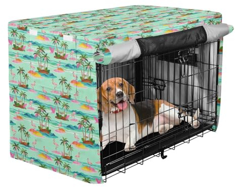 Crate Covers for Dogs Flamingos Palm Trees Privacy Wire Cage Cover Dog Crate Protector