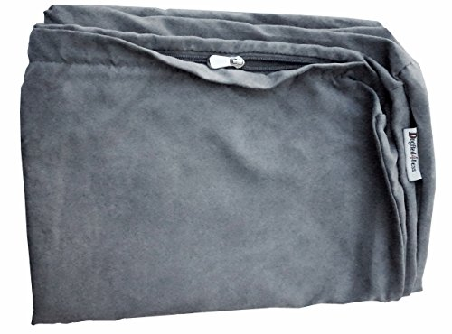 Dogbed4less 94 x 68 x 10 cm, Größe M: Wildlederstoff, externer Ersatzbezug in Grauer Farbe mit Reißverschluss-Futter für Hundebett, Kissen oder Kissen, nur Ersatzbezug