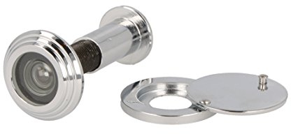 MS Beschläge Türspion Türgucker Sicherheit Feuerschutz-Türblick Haustürspion für Türstärke 55mm - 80mm Glaslinse feuerfest Sichtschutz-Abdeckung Türüberwachung ø14mm (Chrom glänzend)