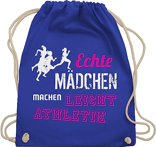 Turnbeutel Rucksack - Echte Mädchen machen Leichtathletik - Unisize - Royalblau - leichtathletik+geschenk beutel kinderturnbeutel sport mädels juterucksäcke beuteltasche rucksäcke sportsack