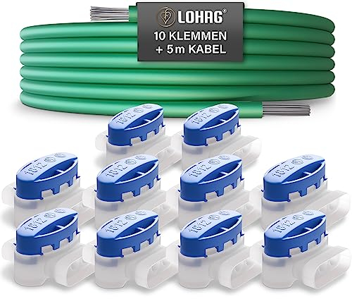 lohag® 10 connettori per cavi + cavo di limitazione da 5 m con kit di riparazione, morsetti di collegamento impermeabili con imbottitura in gel, compatibili con Bosch, Gardena, Husqvarna, Worx, Yard