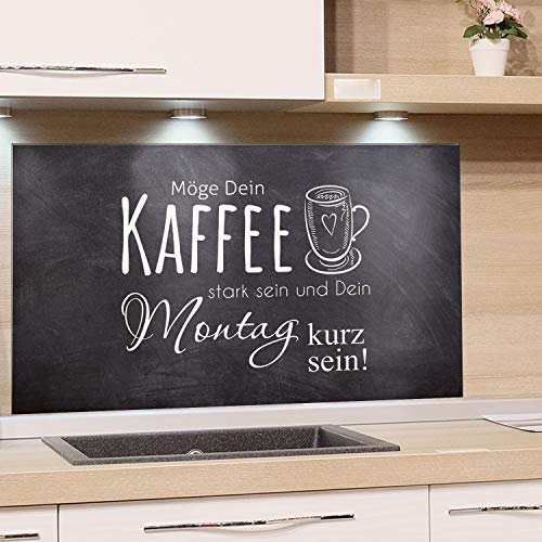GRAZDesign Spritzschutz Kaffee Motiv Glas für Küche 60x40cm | Wandpaneele, Fliesenspiege, Glasrückwand Küche Küchenspruch, Küchenrückwand Glas Grau