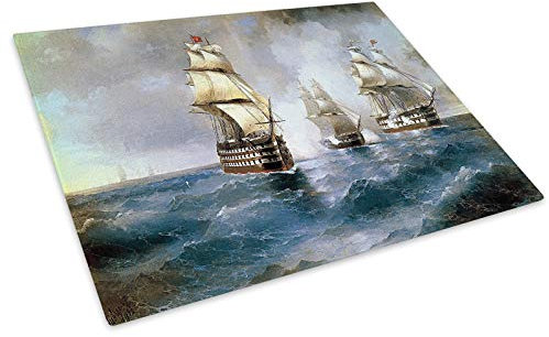 Vintage Ships Sea Retro Glass Chopping Board Kitchen Worktop Saver Protector