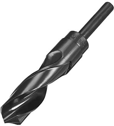 sourcing map Reduced Shank Drill Bit 25mm Black Nitride Coated with 1/2 Inch Straight Shank, High Speed Steel HSS 9341 Twist Drill Bit for Stainless Steel Alloy Metal Plastic