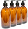 Aura 500ml AMBER GLASS Bottles with BLACK Pumps - PACK of 4