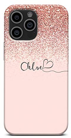 iCaseDesigner Personalised Marble Glitter Flowing Name with Heart Phone Case for Apple iPhone 11 Pro - 2. Pink Sparkle Fade Name
