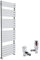 Warmehaus Minimalist Bathroom Flat Panel Heated Towel Rail Radiator Rad Chrome 1800 x 600mm - Modern Central Heating Space Saving Radiators - with Angled Thermostatic Radiator Valve Pack
