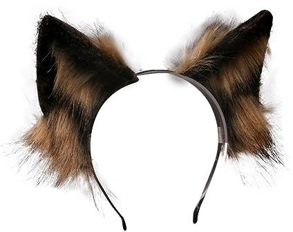 Uposao Serre-Tête Fait Main en Fausse Fourrure avec Oreilles De Loup Oreille De Chat Loup Oreille De Chien Renard Anime Cosplay Filles Adultes pour Halloween, Thanksgiving, Fête, Cosplay