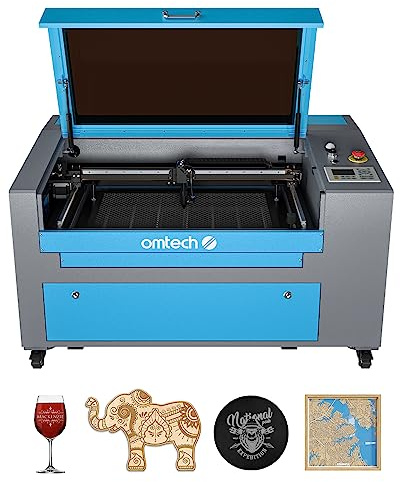 OMTech 60W Grabador de Láser CO2 400x600mm Máquina de Grabado de Láser CO2 con Panel de Control Digital RDWorks y Asistencia de Aire Engraving Machine Láser CO2 Profesional (60W 400X600MM)