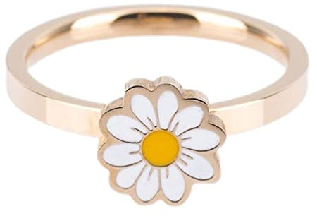 Oyrcvweuy Bague ouverte réglable en forme de marguerite pour soulager l'anxiété et le stress - Bague empilable pour couple, femme et homme - Or rose réglable