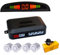 Aiuphing sensori parcheggio auto,4 Sensori kit sensori di parcheggio cicalino radar,Desplay LED,Acustico Auto Reverse Backup di Sistema (Argento)
