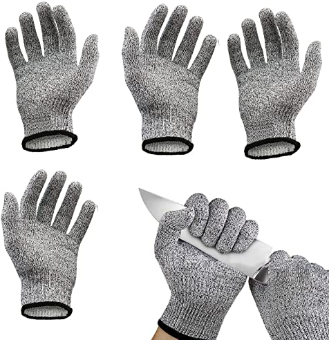 Angzhili 2 pares de guantes resistentes a los cortes, guantes de seguridad de grado 5, guantes anticorte HPPE para cocina, fábrica, guantes de trabajo industriales (XL)