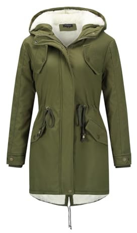 YYNUDA Manteau Femme d'hiver Chaud Parka Mi-longue Veste d'hiver Blouson à Capuche épais Fourrure Blouson avec Capuche Grande Taille Vert L