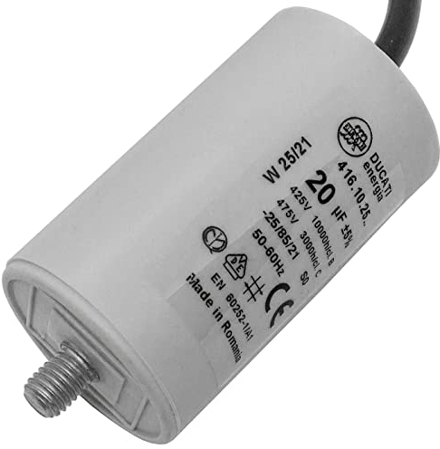 Lumonic condensatore di avviamento 416.10.25 B [incl. cavo 35cm] | condensatore motore 20µF 400V 40x70mm I condensatore in contenitore di plastica iso