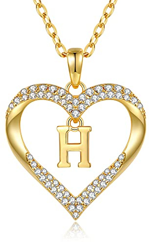 CDE Kette Damen 18K Vergoldet Halskette Initialen Herz Anhänger Buchstabenkette für Damen A-Z Personalisiert Kette Schmuck Geburtstags Geschenk für Teenager Mädchen Frauen Valentinstag Weihnachten