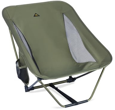 iClimb Low Ultralight Compact Camping Folding Chair with Side Pocket and Carry Bag (Green)