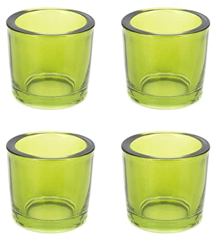 Teelichthalter Glas 6,5x6cm Set 4 Stück Teelichtgläser Windlichtglas Windlicht klein grün